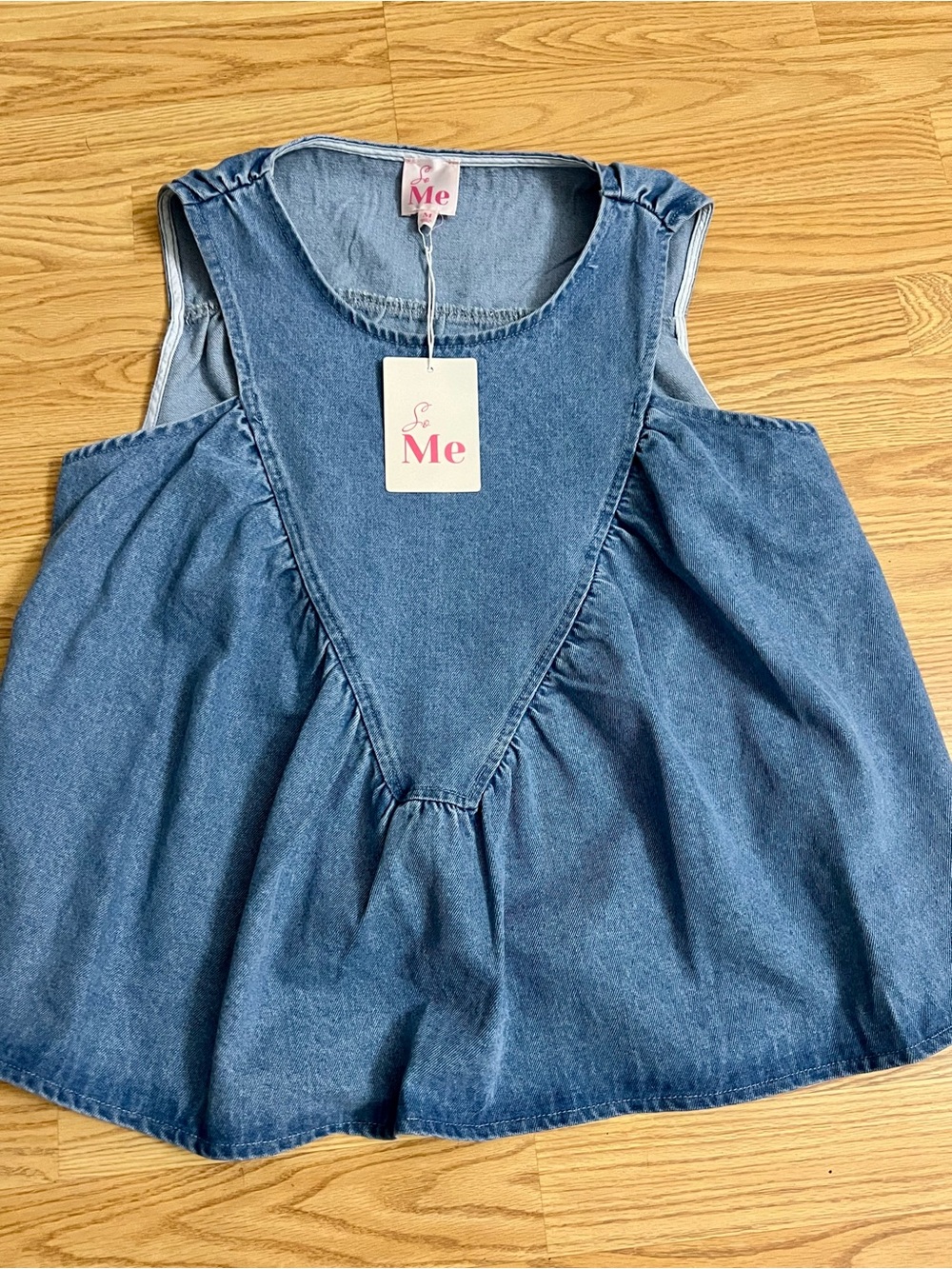 So Me Denim Blue Sleeveless Peplum Tank Top